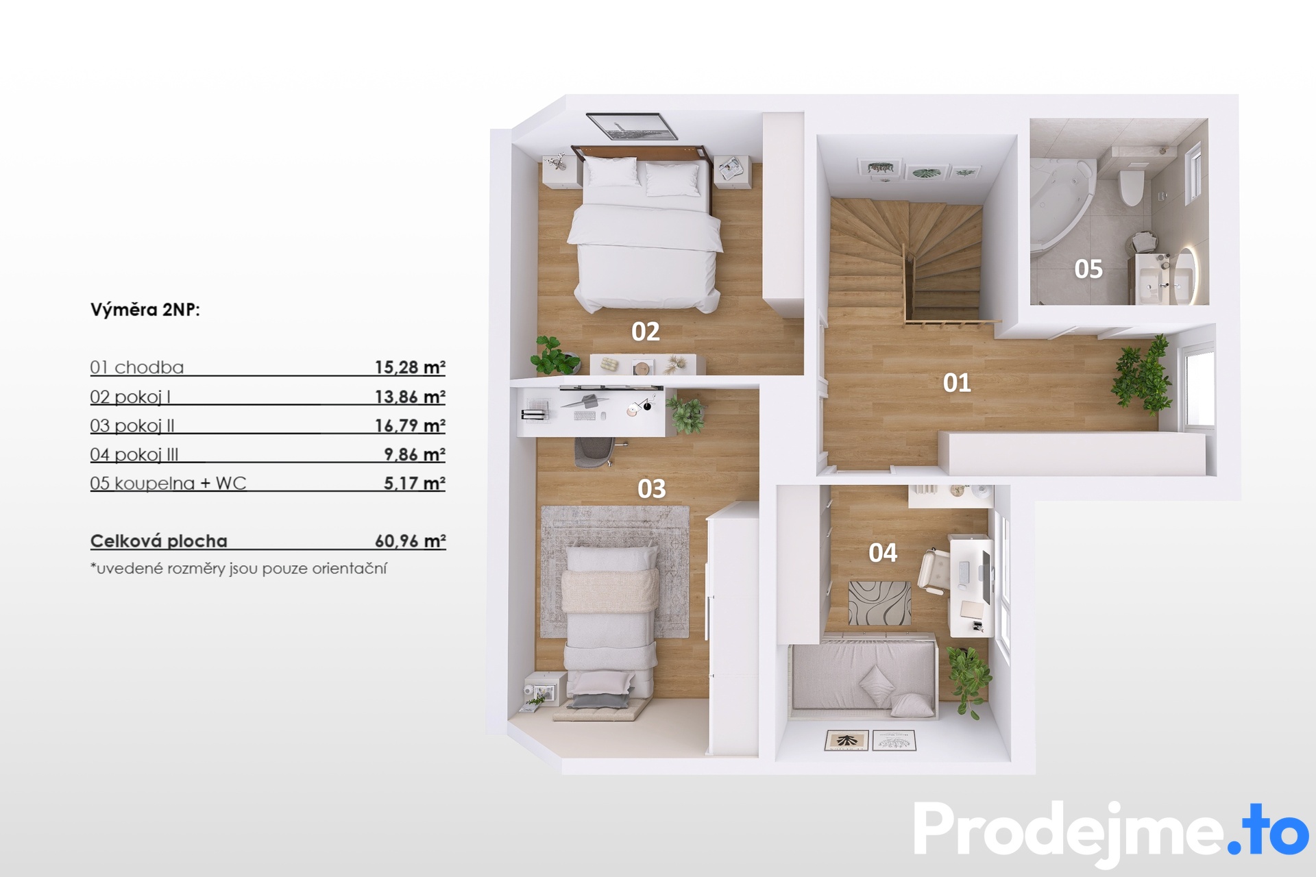 3D půdorys - 2.NP